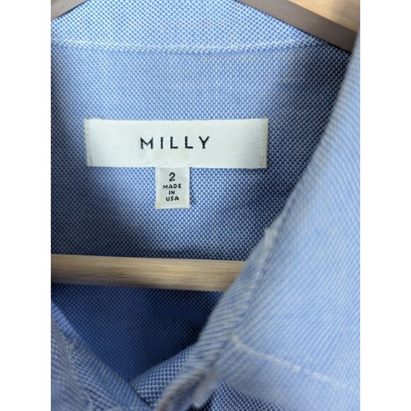 Milly Women's Shirt Dress Blue Size 2 Modest Long Sleeves Collared Button Up 139 - Picture 4 of 11